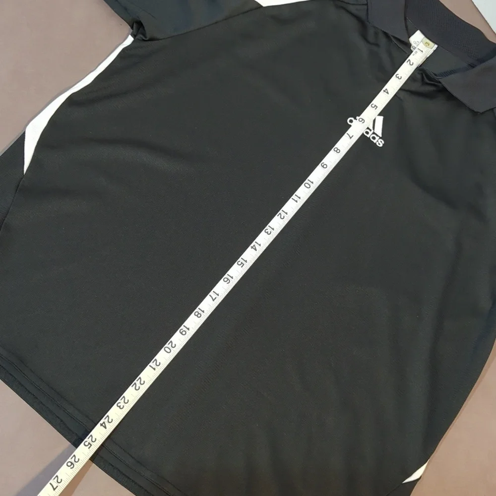 Adidas climalite XL polo open collar black white 100% polyester rn # 883877